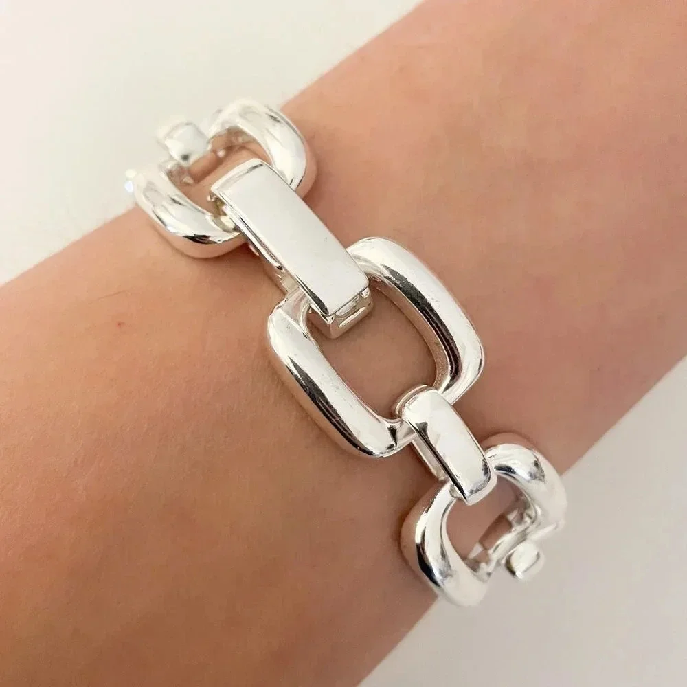 925 Sterling Silver Chunky Chain Link Bracelet Silver Large Link Bracelet 925 Sterling Silver Chunky Chain Link Bracelet Silver Large Link Bracelet